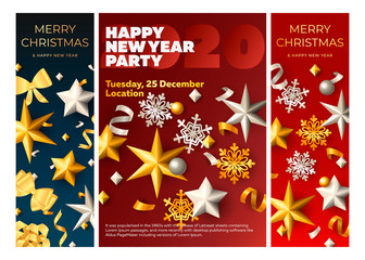 New Year or Christmas party flyer set