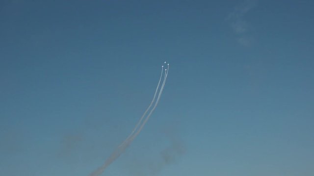 SAITAMA, JAPAN - 2 NOVEMBER 2019 : &ldquo;Blue Impulse Japan Air Self-Defense Force (JASDF) aerobatic demonstration team&rdquo; on the test flight. The day before the &ldquo;Iruma Air Show Festival&rdquo; at Iruma Air Base.