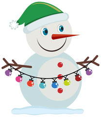 Happy snowman with christmas light