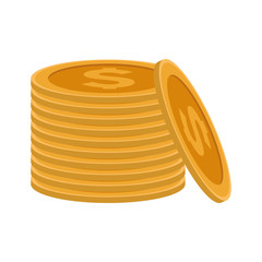 stack of coins icon, flat design