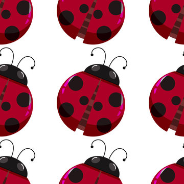 Seamless background design with red ladybugs
