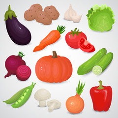 Vegetable 3d icon set. Vector art.