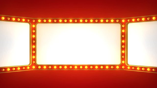 marquee light board sign retro on white background. 3d rendering