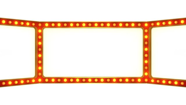 marquee light board sign retro on white background. 3d rendering