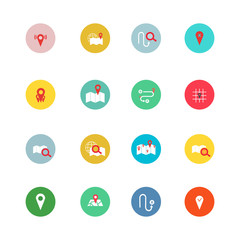 Cartography and topography icon set. Maps, location and navigation icons.