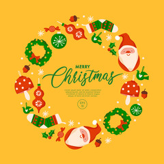 Christmas elements with text and layout template for cards and banner design : Vector Illustration