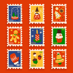 Christmas elements with text and layout template for cards and banner design : Vector Illustration