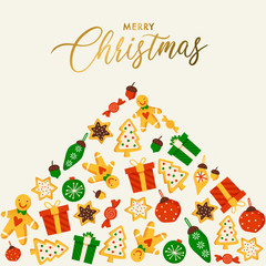Christmas elements with text and layout template for cards and banner design : Vector Illustration