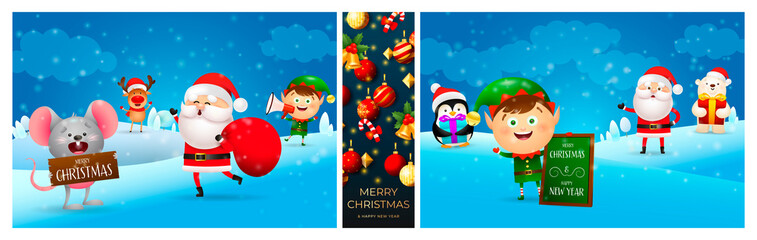 Christmas greeting card collage. Holiday concept. Vector