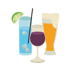beer glass and cocktails glasses icon