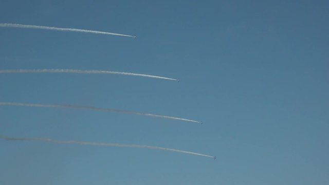 SAITAMA, JAPAN - 2 NOVEMBER 2019 : &ldquo;Blue Impulse Japan Air Self-Defense Force (JASDF) aerobatic demonstration team&rdquo; on the test flight. The day before the &ldquo;Iruma Air Show Festival&rdquo; at Iruma Air Base.