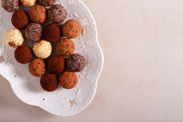 Truffle chocolate on plate