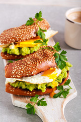 Avocado and egg double toast