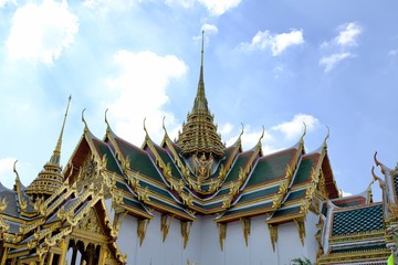 Architecture at The Temple of the Emerald Buddha (Wat Phra Kaew Temple).