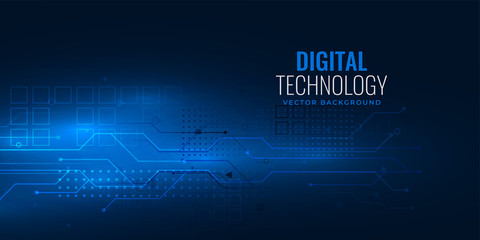 blue digital technology concept with circuit wire mesh diagram
