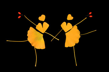 Gingko leaf jigsaw puzzle, girl is dancing