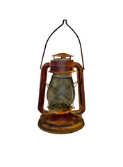 Old kerosene lamp on white background