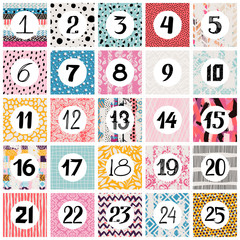 Advent calendar. Set of cards with dates