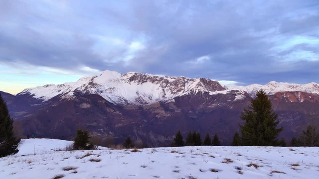 Sunset red reflection on mountain range, UHD