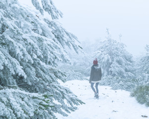 Woman in the mountains