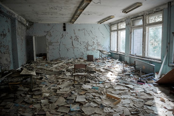 abandoned school number 13 in the city of Pripyat, Chernobyl, Ukraine