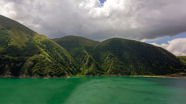 Beautiful mountain lake Kezenoy Am or Kezenoyam in Chechen republik in Russia