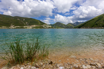 Naklejka na ściany i meble Beautiful mountain lake Kezenoy Am or Kezenoyam in Chechen republik in Russia