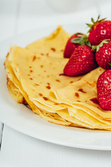 French American Pancakes With Strawberries