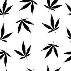 Seamless cannabis pattern. Canabbis leaf. Plant medicinal. Medicine. Cannabis logo. Hemp leaf.