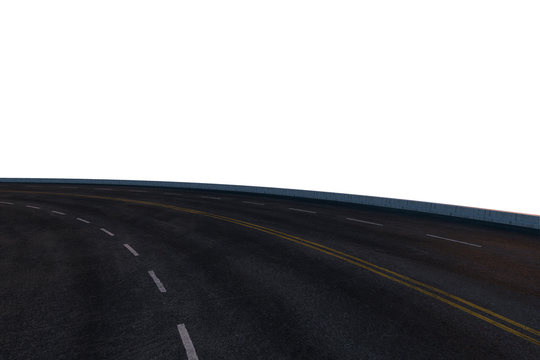 The empty asphalt road with white background, 3d rendering.