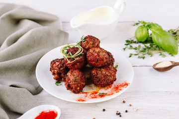 homemade meatballs in tomato sauce