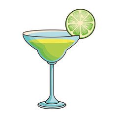 green martini cocktail icon, flat design