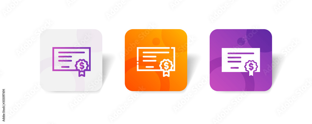 Aufkleber financial certificate round icon in smooth gradient background button