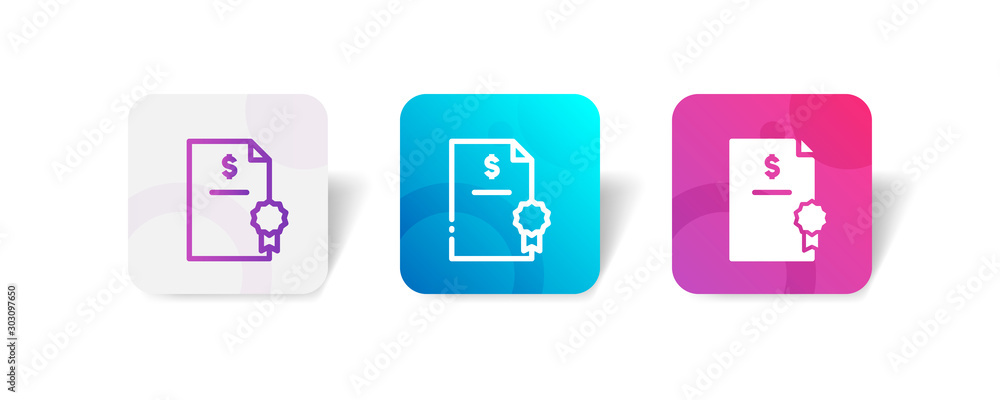 Poster financial certificate round icon in smooth gradient background button