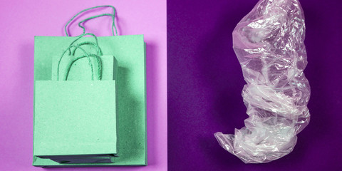 Paper bag and plastic bag