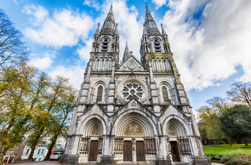 central facade of St. Fin Barre's Cathedral in Cork, Ireland