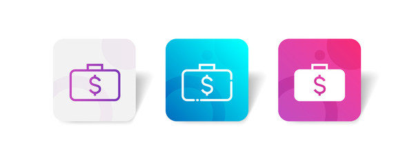 suitcase with dollar sign round icon in smooth gradient background button