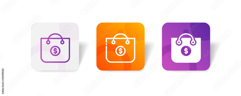 Poster shopping basket with dollar sign round icon in smooth gradient background button