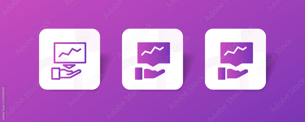 Aufkleber financial projection diagram round icon in smooth gradient background button