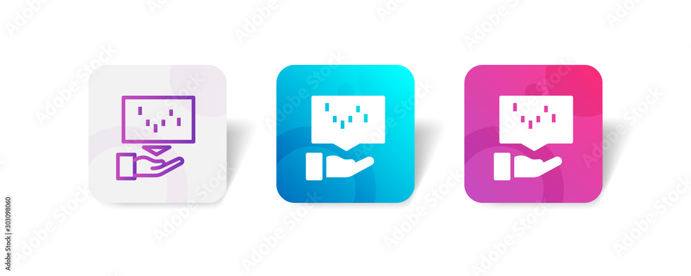Aufkleber financial projection diagram round icon in smooth gradient background button