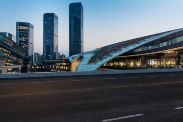 Asphalt road and urban building of Suzhou, driveway and road.