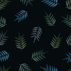 Fototapeta na wymiar Colorful dark branches on black background. Seamless season pattern.
