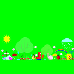 spring green background vector.spring concept in flat design vector