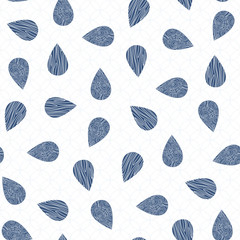 Vector Blue Leaves Scattered on a White Background. Background for textiles, cards, manufacturing, wallpapers, print, gift wrap and scrapbooking.