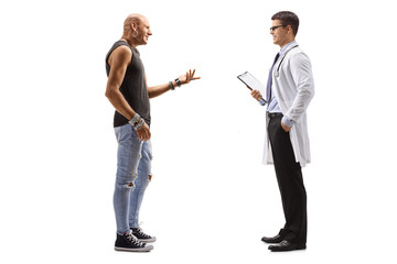 Hipster talking to a doctor