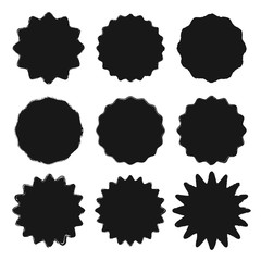 Set of vector wavy stickers with rough edges isolated on white background