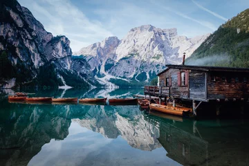 Crédence de cuisine en verre imprimé Dolomites lac braies