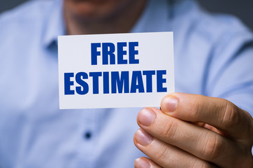 Man Showing Free Estimate Card