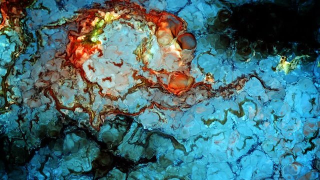 Abstract Colorful Ink Spread on Milk Mixed with Glue and Sopa