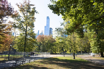 Naklejka premium Central Park New York city autumn colors scene